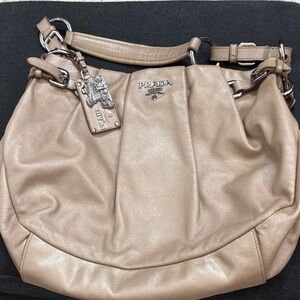 Prada Beige Leather Hobo Bag